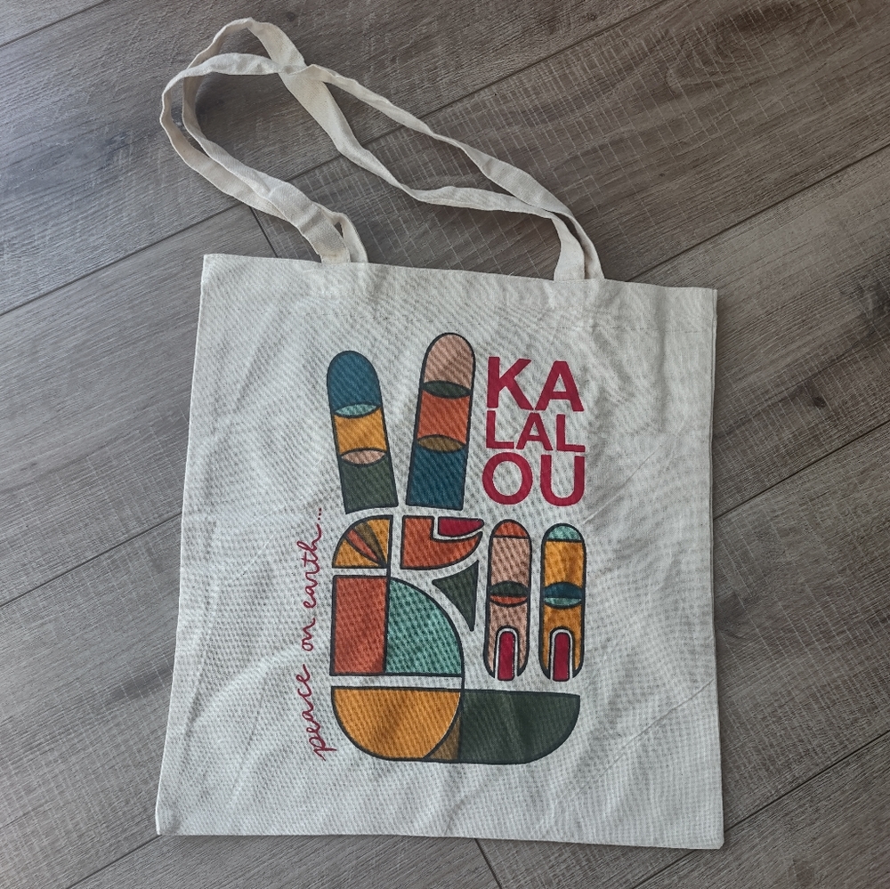 NWOT Kalalou Peace on Earth Canvas Tote Bag - Picture 2 of 4
